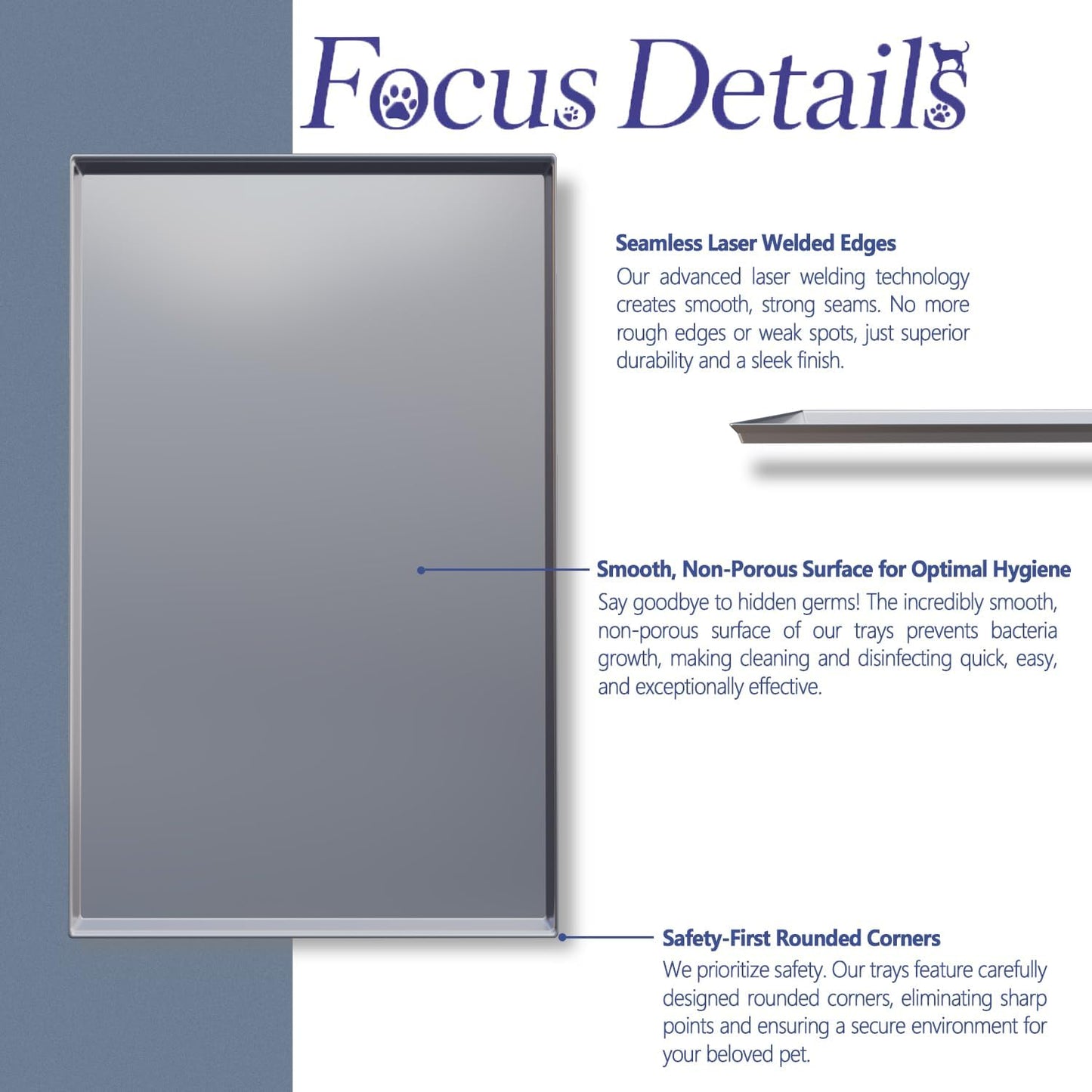 Zinpxlls Stainless Steel Litter trays for pets 35"