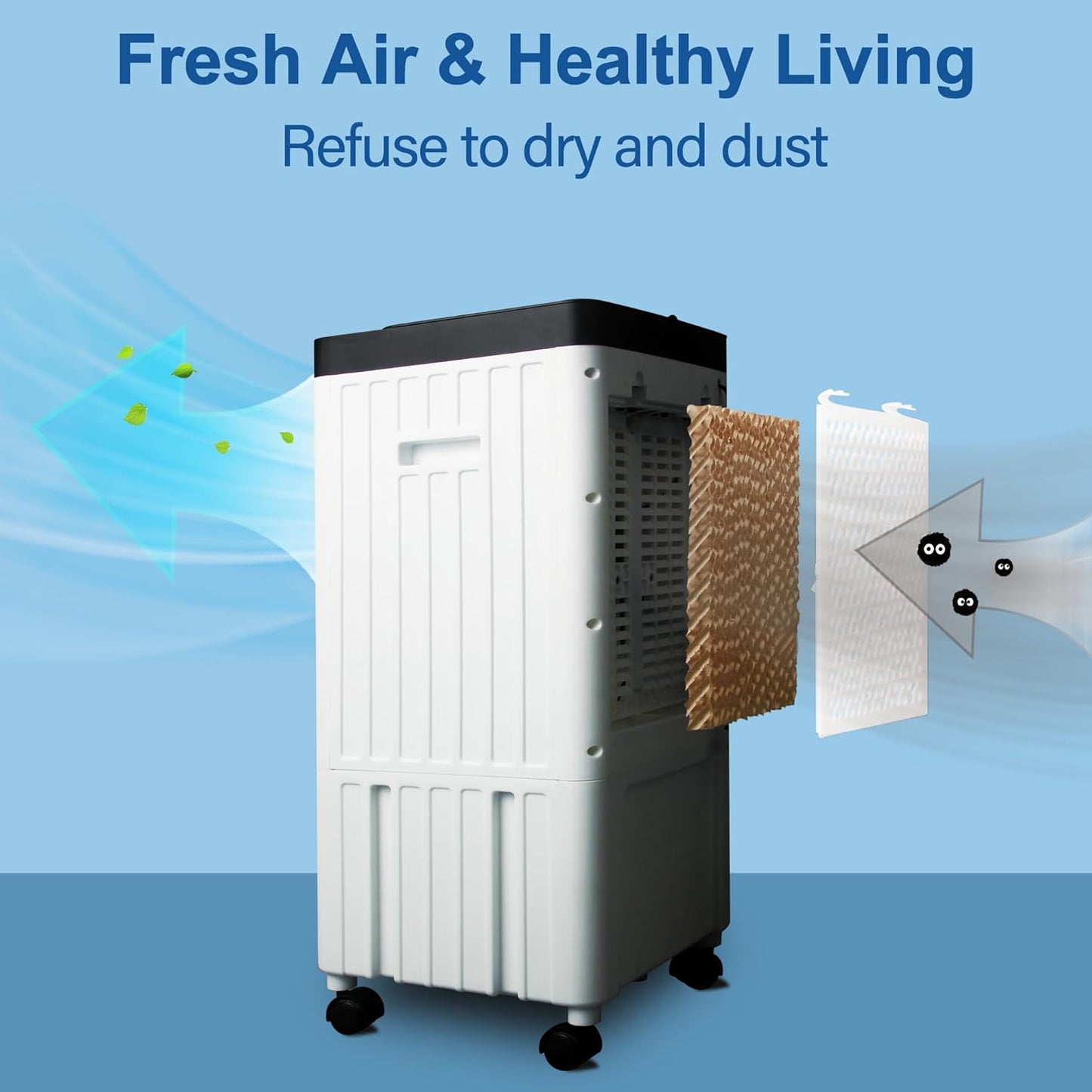 JOZERMADE 3-in-1 Evaporative Air Cooler, Swamp Cooler 12 Hour Timer,Humidification, Remote Control,for Office, Bedroom, Baby Room