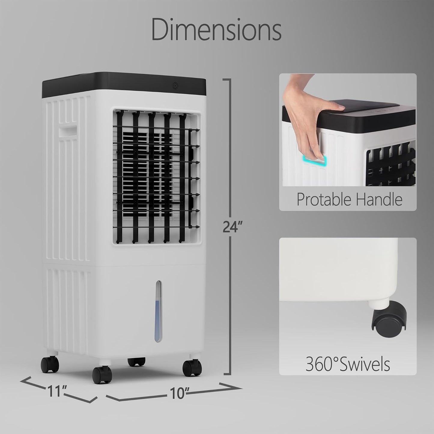 JOZERMADE Evaporative Air Cooler,3-IN-1 Portable Air Conditioners Remote Control, 80° Oscillation Energy Efficient Air Cooler for Room Bedroom Home Indoor