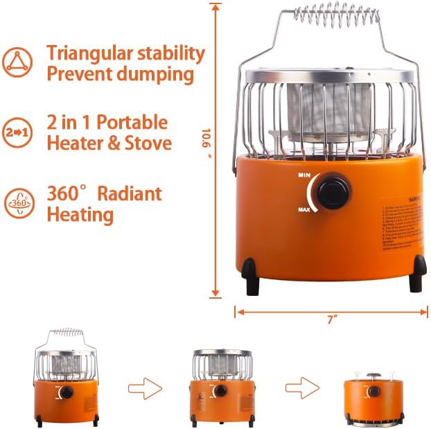 2 in 1 Portable Heater & Stove Pro with Fireproof Gloves