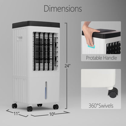 JOZERMADE Evaporative Air Cooler,3-IN-1 Portable Air Conditioners Remote Control, 80° Oscillation Energy Efficient Bladeless Air Cooler for Room Bedroom Home Indoor