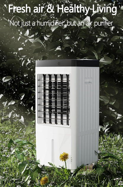 JOZERMADE Evaporative Air Cooler,3-IN-1 Portable Air Conditioners Remote Control, 80° Oscillation Energy Efficient Bladeless Air Cooler for Room Bedroom Home Indoor
